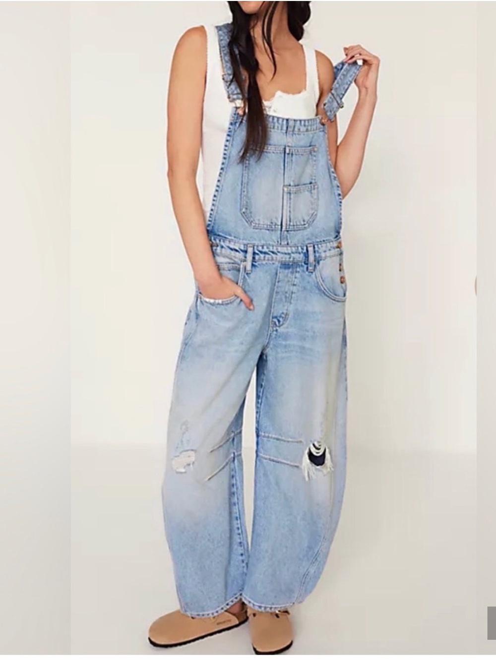 Free People We The Free Good Luck Barrel Overalls size medium